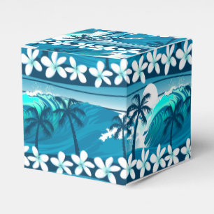 Ballotins vague de surf tropicale avec palmiers