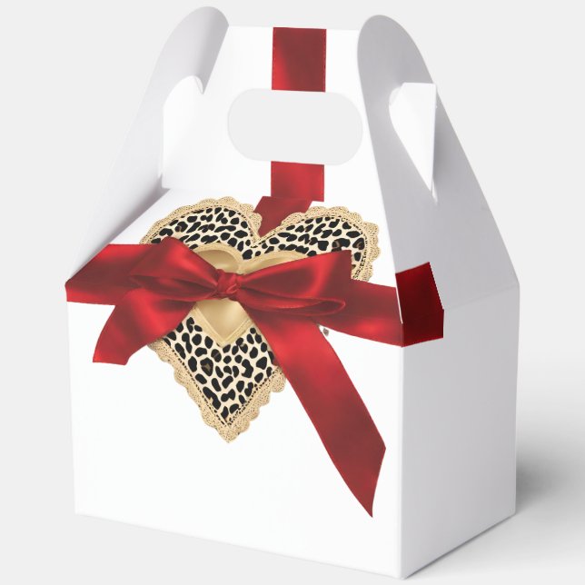 Ballotins Valentines Empreinte de léopard Heart Red Ribbon b (Recto)
