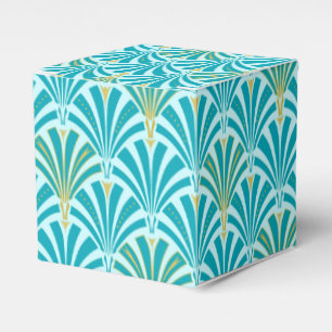 Ballotins Ventilateur Art déco motif - turquoise sur aqua
