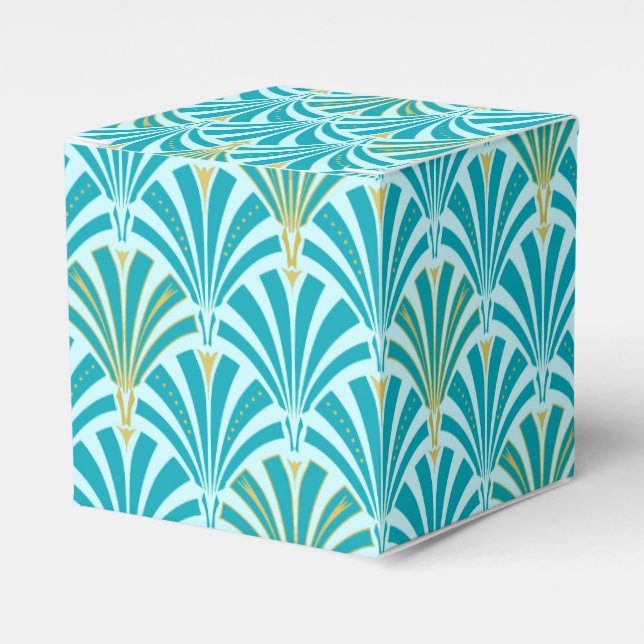 Ballotins Ventilateur Art déco motif - turquoise sur aqua (Verso)
