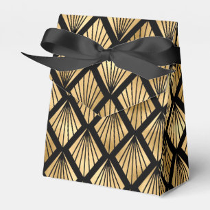 Ballotins Ventilateurs géométriques Gold et Black Art Déco