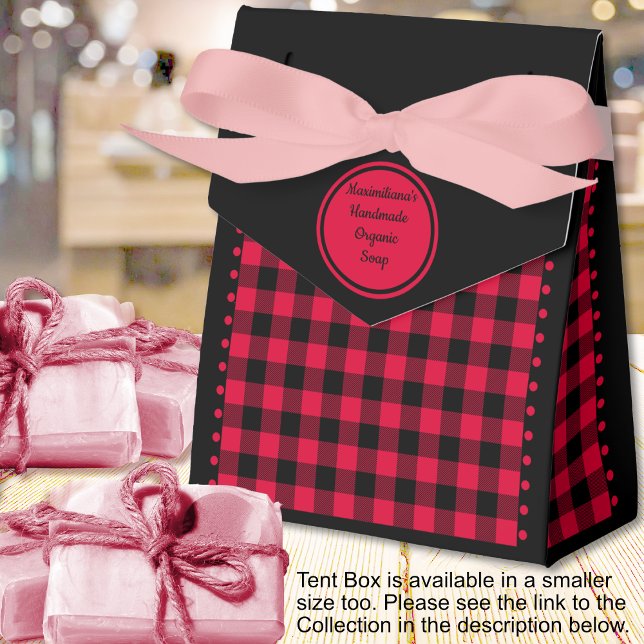 Ballotins Vérification de Buffalo - Noir et Rouge - Tente 4x (Buffalo Check - Black and Red - 4x2x5 Tent Favor Boxes by Leapfroglisics Shop)