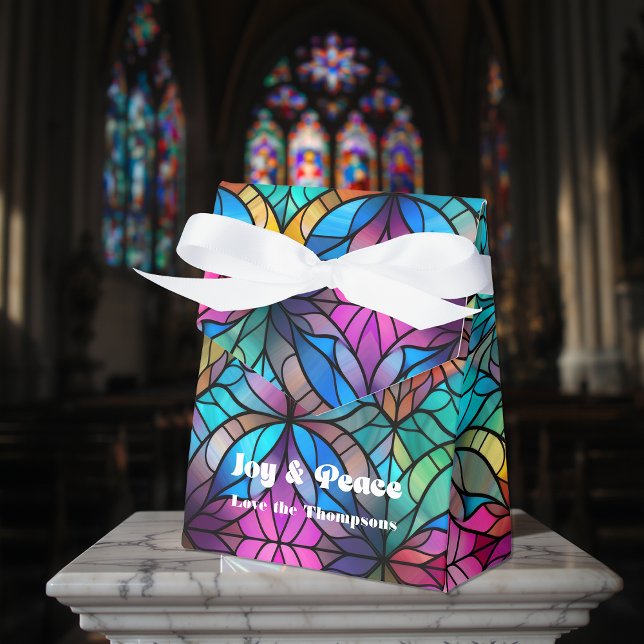 Ballotins Verre Trait Trait Personnalisé Vacances (Stained Glass Personalized Holiday Favor Boxes)