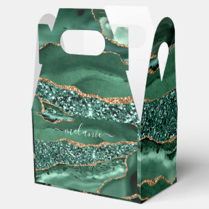 Ballotins Vert Agate Or Pailleté Geode Marbre Votre Nom