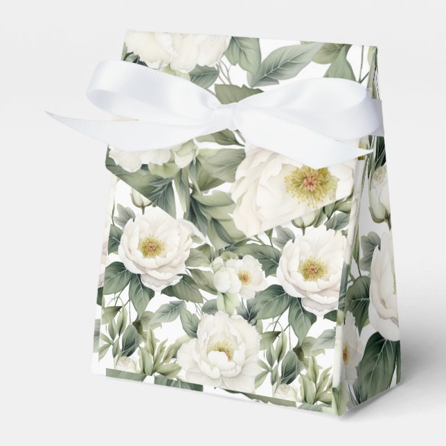 Ballotins Vert Blanc Floral Mariage Favor Box (Verso)