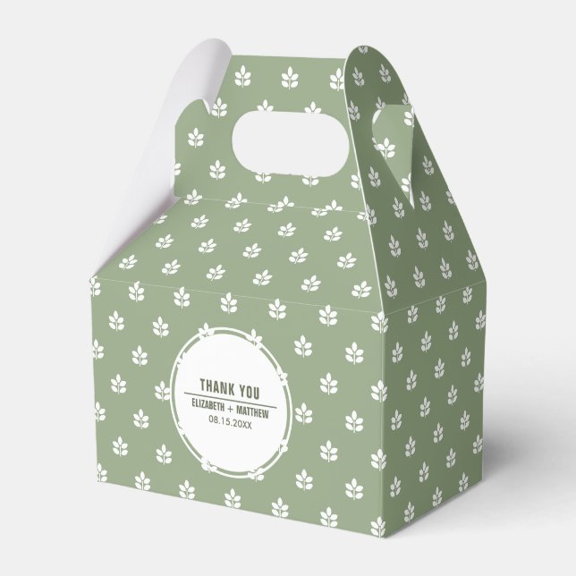 Ballotins Vert | Mariage Motif de la feuille blanche (Verso)