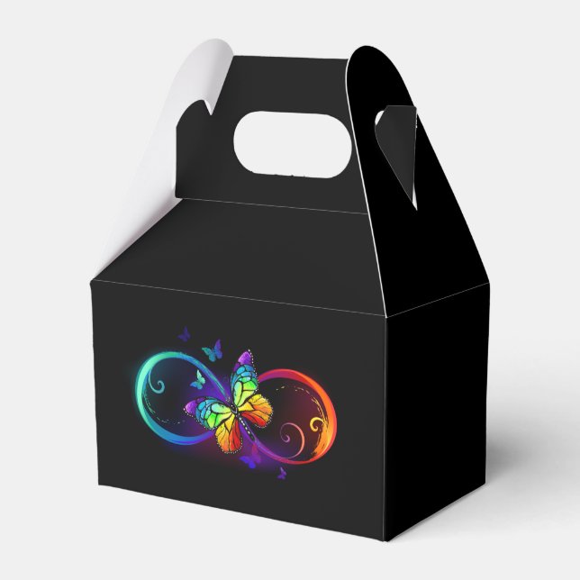 Ballotins Vibrant infinity with rainbow butterfly on black (Verso)