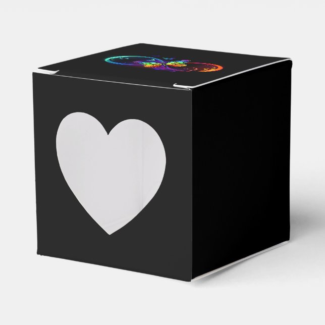 Ballotins Vibrant infinity with rainbow butterfly on black (Verso)