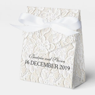 Ballotins Vintage Blanc Beige Floral Dentelle Mariage Favori