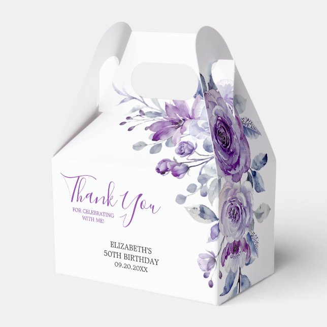 Ballotins Violet Rose verdure Floral Anniversaire Merci (Verso)