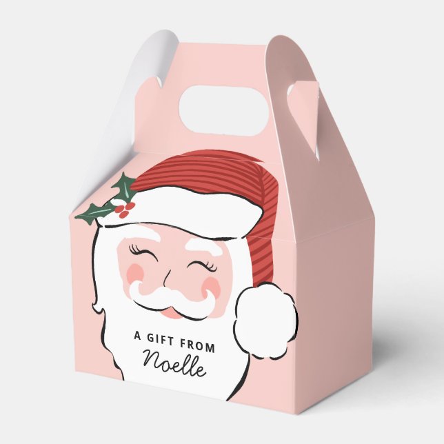 Ballotins Visage Père Noël joyeux | Ballotin de Noël rose (Verso)