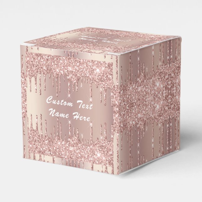 Ballotins Votre nom de texte Mariage Favor Box Rose Gold Par (Verso)