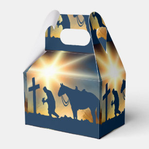 Ballotins Western Faveur boîte cadeau Cowboy prière