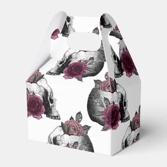 Ballotins Whimsical Bourgogne Floral Skulls Gothique Mariage (Verso)