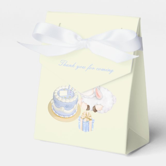 Ballotins  Whimsical Watercolor Lamb thank you Favor Box  (Verso)