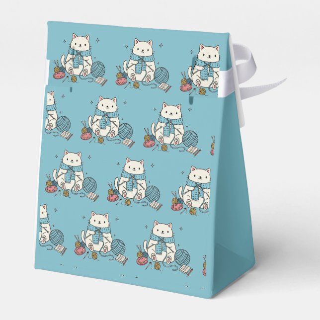 Ballotins Whimsical White Cat Knitting Hobby Graphic Design (Arrière)