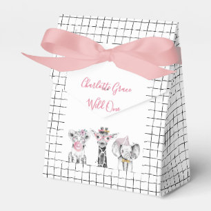 Ballotins Wild One Animal Safari noir blanc rose Anniversair