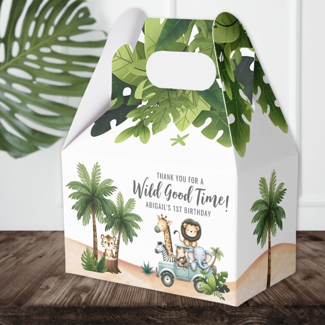 Ballotins Wild One Jungle Safari 1er anniversaire (Wild One Jungle Safari 1st Birthday Party Favor Boxes)