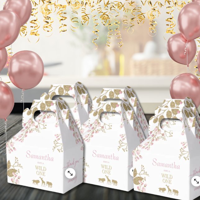 Ballotins Wild Un 1er Anniversaire Animaux Merci Or rose (Créateur téléchargé)