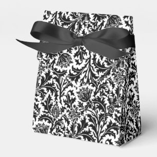 Ballotins William Morris Thistle Damask, noir sur blanc