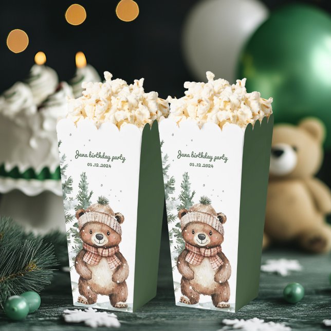 Ballotins Winter Green Bear Birthday Party Woodland (Créateur téléchargé)