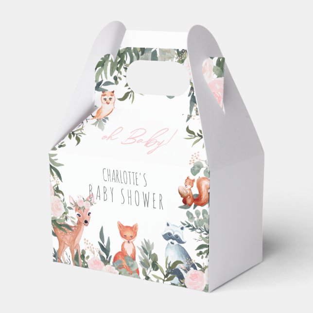 Ballotins Woodland Animaux Baby shower fille Ballotin (Verso)