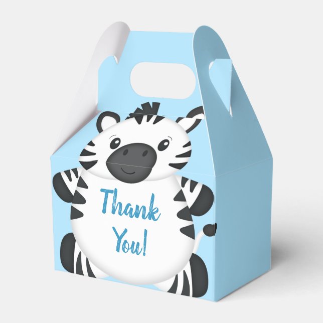 Ballotins Zebra Baby shower Safari Blue Boy (Verso)