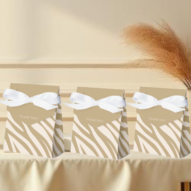 Ballotins Zèbre - Beige-Imprimé (Zebra Print-Beige- Large Gift Bag )