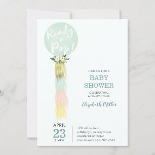 Ballotte bleue avec invitation Baby shower Tassel