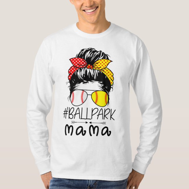 BallPark Mama Baseball Softball Mother Day Mama T-Shirt (Vorderseite)