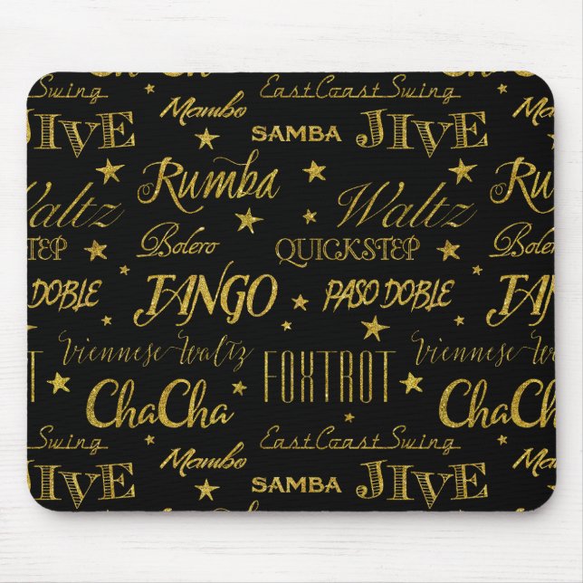 Ballroom Dance All Over Pattern Gold Imitats Glitz Mousepad (Vorne)