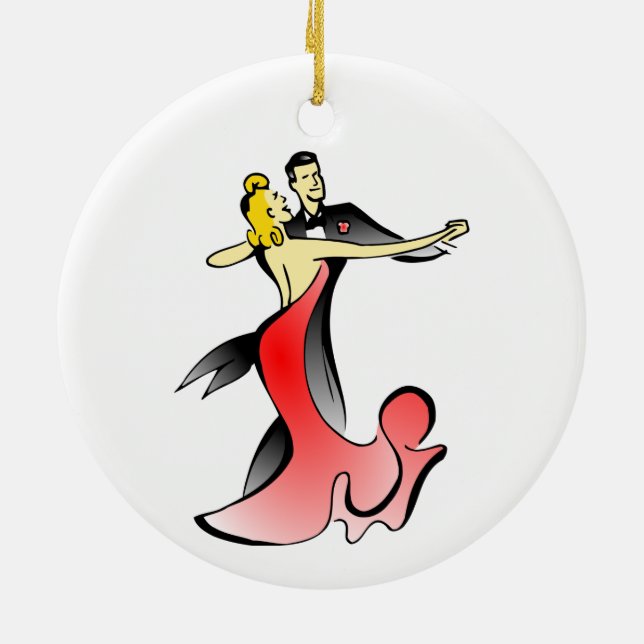 Ballroom Dancers dancing couple swing dance Keramik Ornament (Hinten)