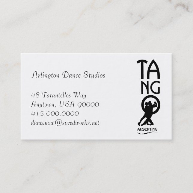 Ballroom Dancers Doing Tango Dance Instructor Visitenkarte (Vorderseite)