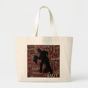 Ballroom Dancing Couple Silhouette, Jumbo Bag Stoffbeutel