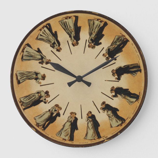Ballroom Dancing Couple Waltzing 1898 Classic Große Wanduhr (Vorderseite)