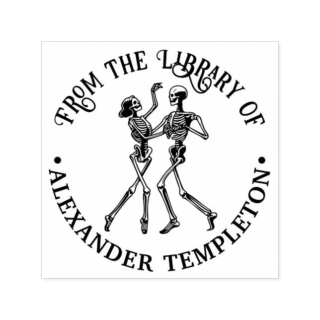 Ballroom Dancing Skeleton Couple Library Name Permastempel (Design)