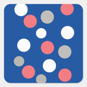 Balls Circles Muster Grau Weiße Korallen Pink Quadratischer Aufkleber