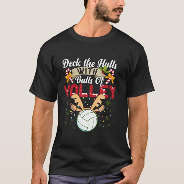 Balls of Volley Funny Volleyball Spieler Ugly Xmas T-Shirt (Vorderseite)