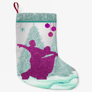 Ballsaal-Tänzer mit Verzierungs-Baum-Schnee Kleiner Weihnachtsstrumpf