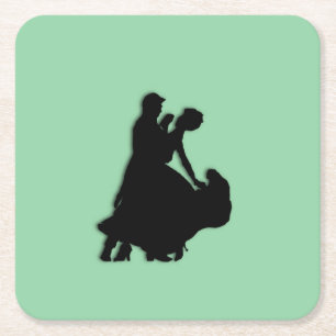 Ballsaal-Tänzer-Silhouette Rechteckiger Pappuntersetzer