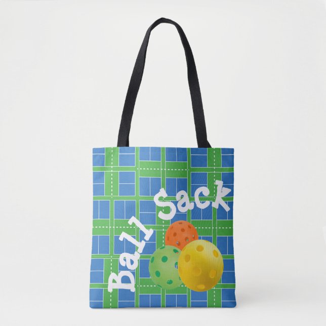 Ballsack für Pickleballs - blau und grün Tasche (Vorderseite)