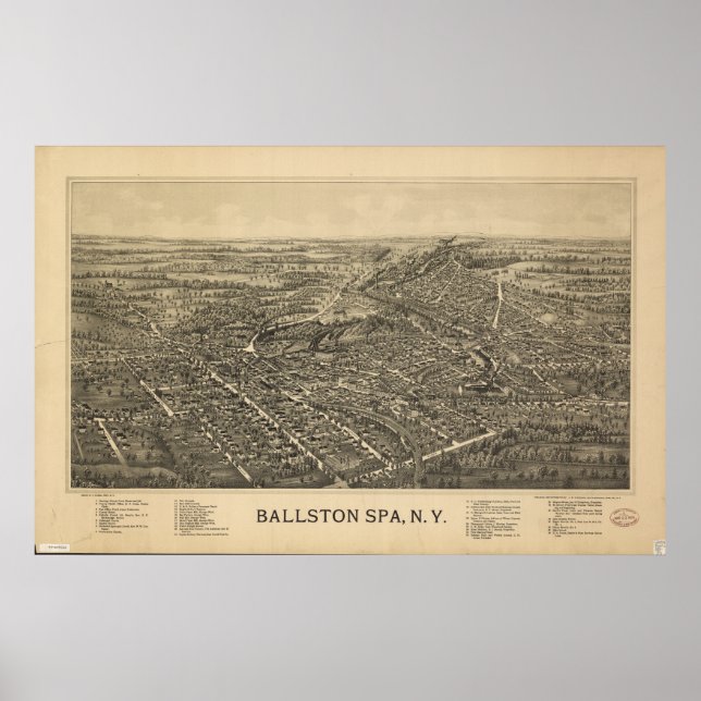Ballston Wellness-Center New York 1890 Antik Panor Poster (Vorne)