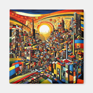 Ballungsraum bei Sonnenuntergang 4 Magnet