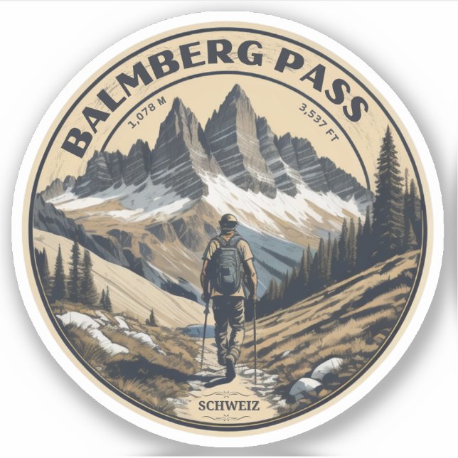 Balmberg Pass Schweizer Alpen Wanderwege Aufkleber (Vorderseite)