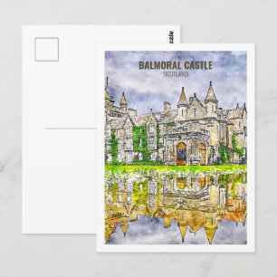 Balmoral Castle Schottland Reisen Wasserfarben Ske Postkarte