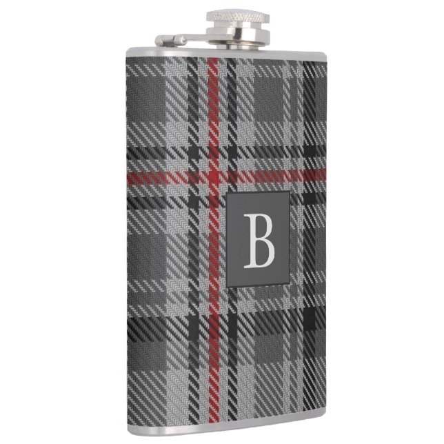 BALMORAL Gray TARTAN Letter Monogram (kann bearbei Flachmann (Rechts)