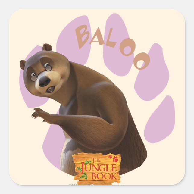 Baloo 1 quadratischer aufkleber (Vorderseite)