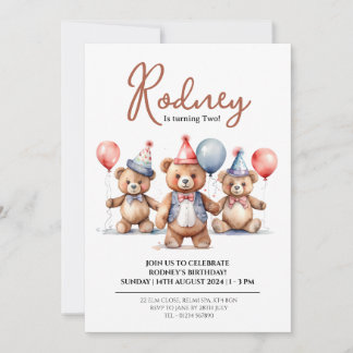 Baloon Ours Bébé Douche Invitations