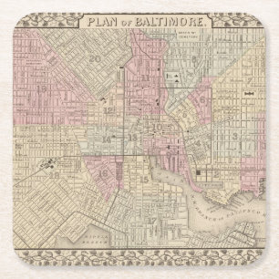 Baltimore 4 rechteckiger pappuntersetzer