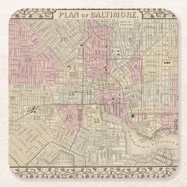 Baltimore 4 rechteckiger pappuntersetzer (Vorderseite)
